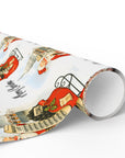 Gift wrapped roll of Christmas-themed paper with Santa Claus delivering coal to naughty politicians