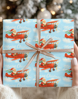santa sky pilot merry christmas wrapping paper