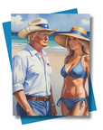 Front cover of The President and First Lady Gulf of America Card featuring patriotic beach scene
