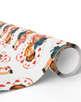 vintage valentine wrapping paper roll with retro boy and girl surrounded by hearts