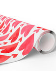 watercolor pink and red hearts wrapping paper roll for valentines, bridal or wedding gifts