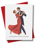 Greeting card with a couple dancing and red envelope