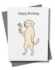 White Labrador Birthday Card – Vintage Americana Tropical Toast