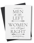 Men to the Left, Women Are Always Right Card | Funny Relationship Greeting Card