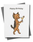 Yorkie Birthday Card – Vintage Americana Cocktail Cutie