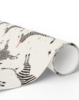 Roll of wrapping paper with zebra pattern on a white background