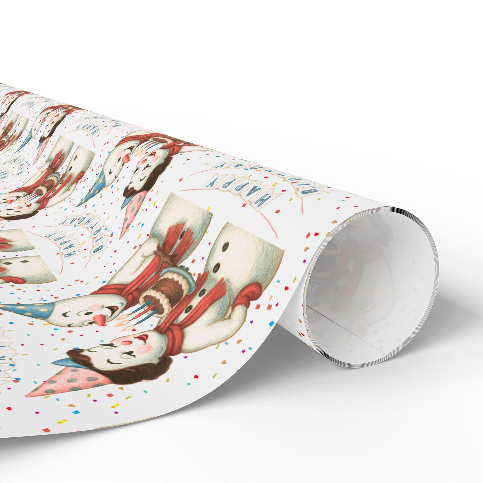 December Birthday Christmas Wrapping Paper – Vintage Snowmen Celebration