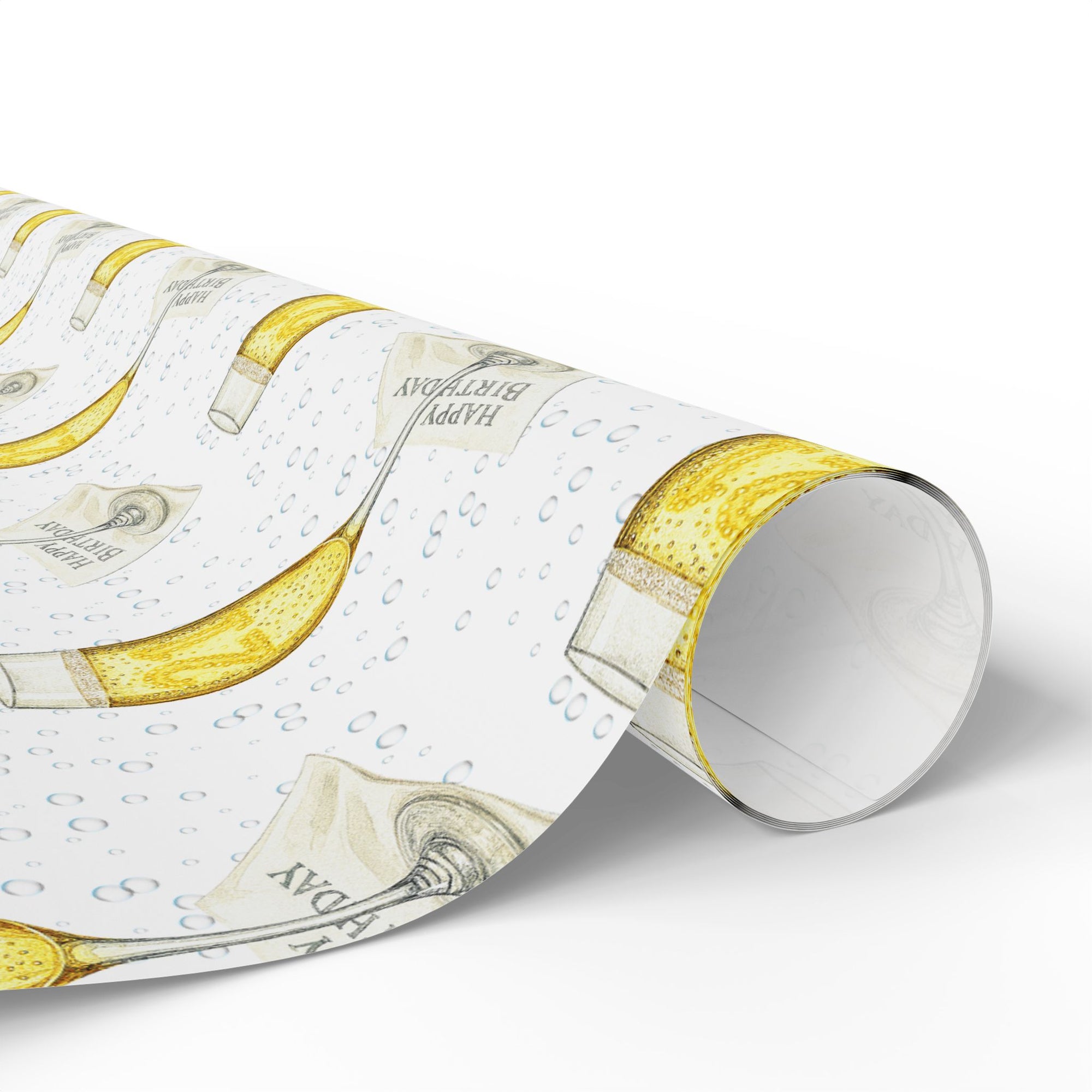 21st Birthday Wrapping Paper – Champagne Glass with Bubble Numbers | Personalized Milestone Gift Wrap