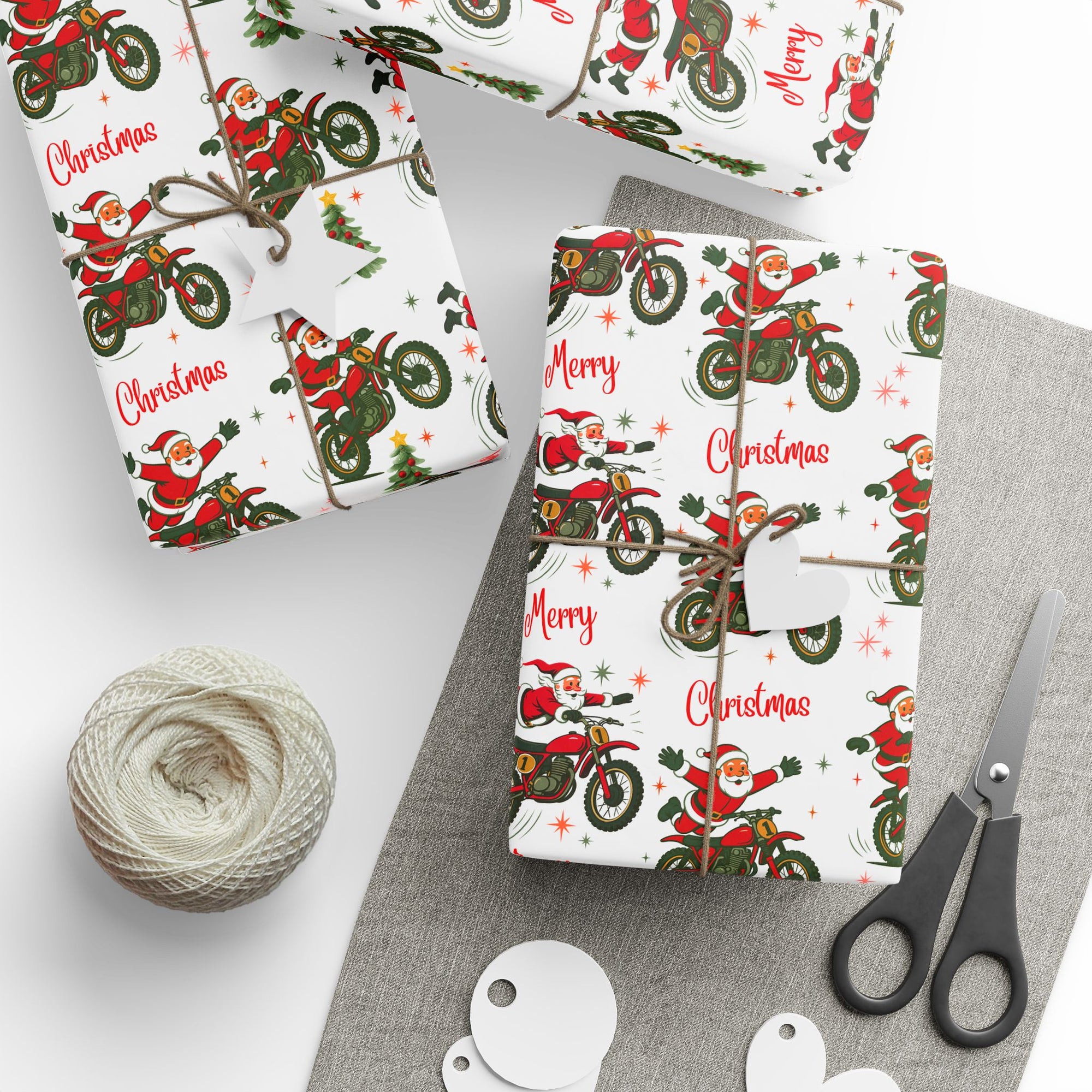Santa Dirt Bike Christmas Wrapping Paper