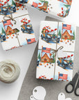 Patriotic Santa in Rolls Royce Style Car Gingerbread Christmas Wrapping Paper