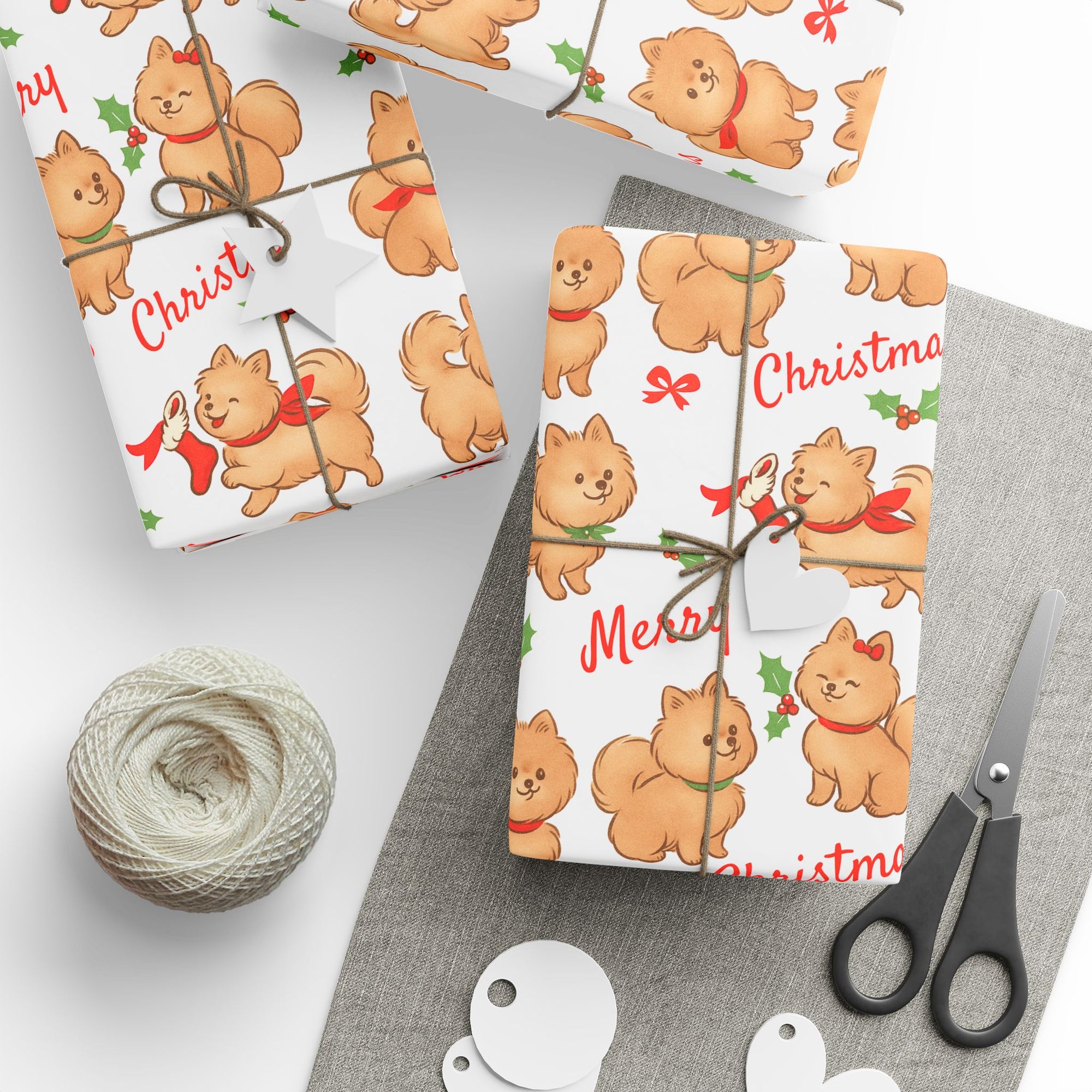 Pomeranian Christmas Wrapping Paper – Cute Vintage Holiday Gift Wrap