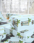 75th Birthday Mint Julep Wrapping Paper – Engraved Happy 75th Birthday Gift Wrap Blue Background