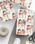 Patriotic Snowman Wrapping Paper – Vintage Christmas Gift Wrap with American Flag