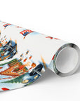 Patriotic Santa in Rolls Royce Style Car Gingerbread Christmas Wrapping Paper