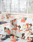 Patriotic Snowman Wrapping Paper – Vintage Christmas Gift Wrap with American Flag