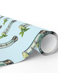 75th Birthday Mint Julep Wrapping Paper – Engraved Happy 75th Birthday Gift Wrap Blue Background