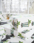 wrapping paper with a mint julep pattern on a white background