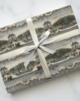 Vintage Parisian estate wrapping paper with strolling figures