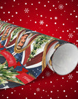 Patriotic Christmas wrapping paper with wreaths, stars, and stripes and 47th president roll view