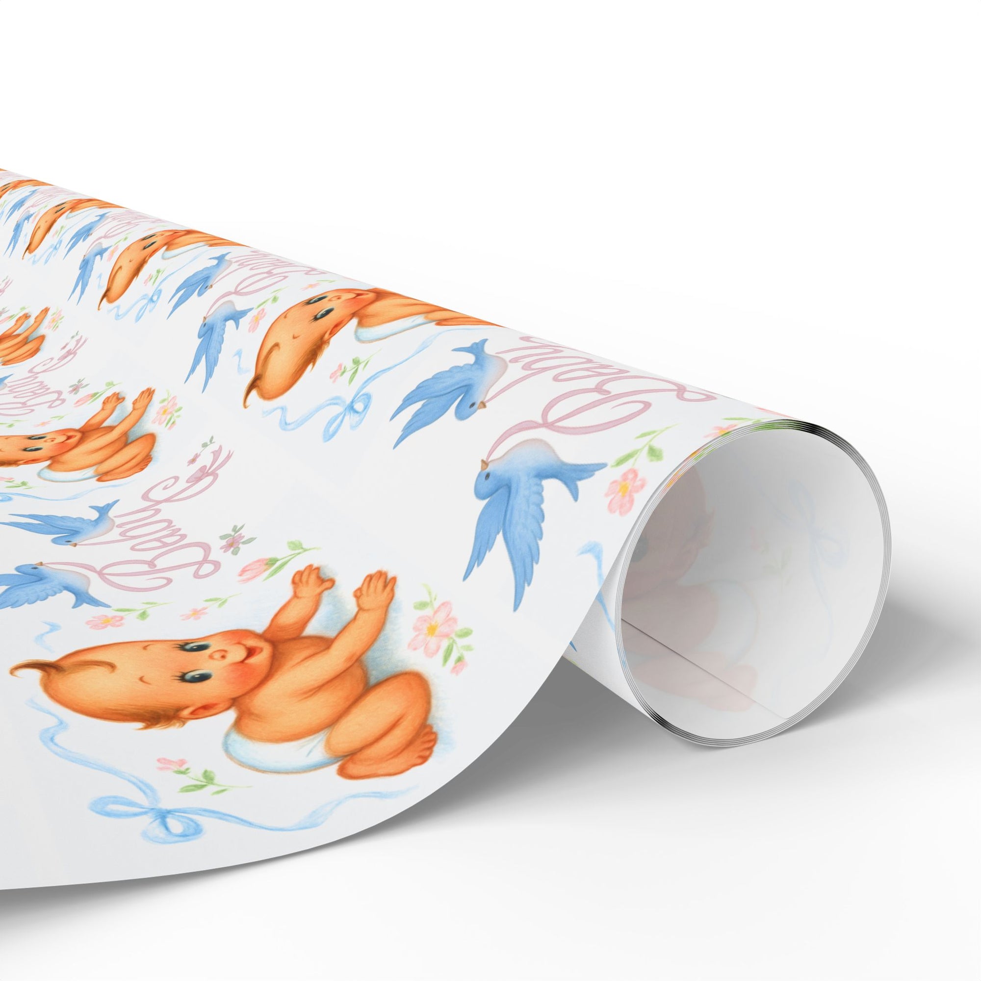 Roll of paper with baby wrapping paper crawling baby design