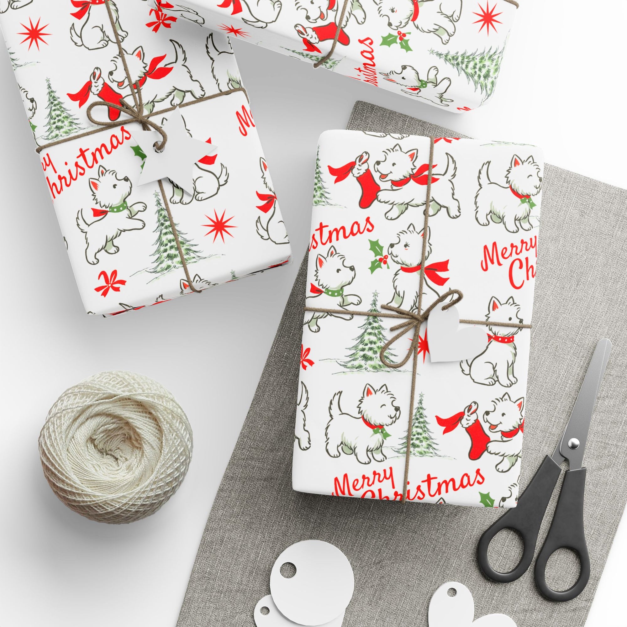 Retro Westie Dog Christmas Wrapping Paper – Vintage Gift Wrap