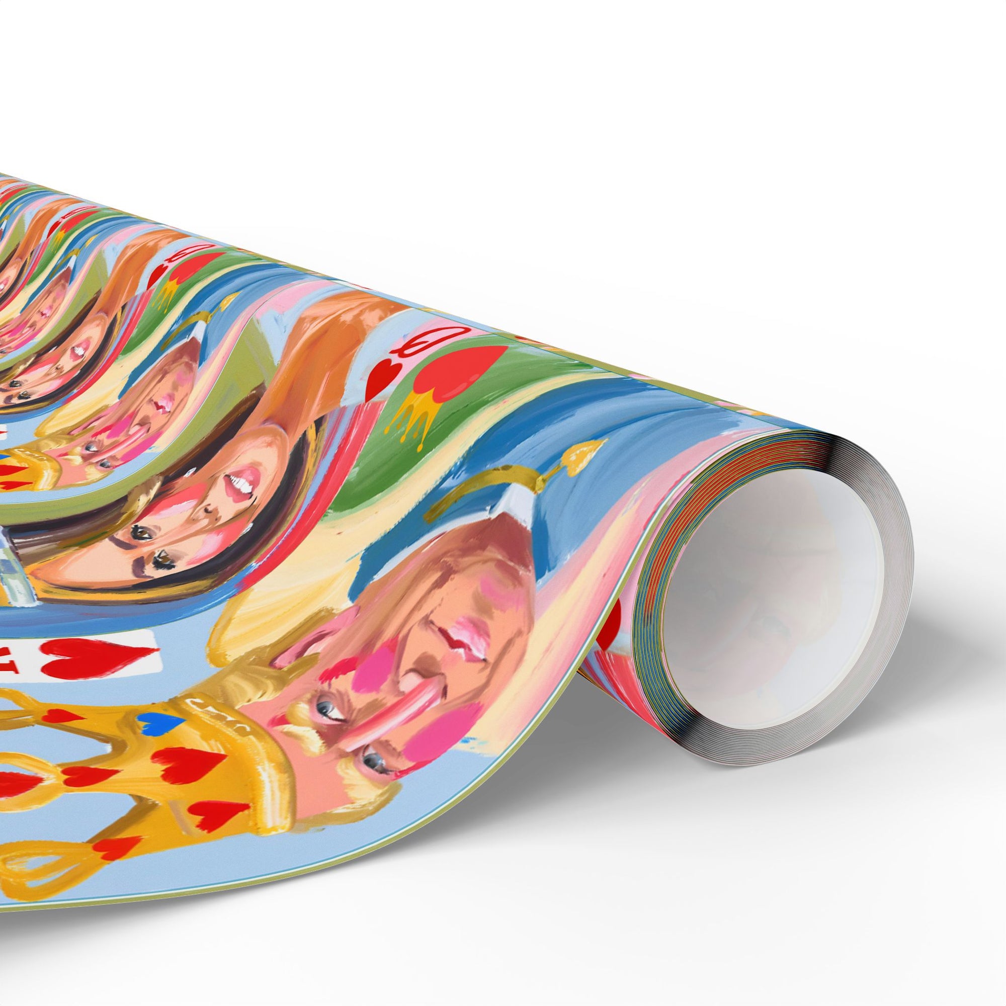 American Royalty political wrapping paper featuring a political king and queen duo in chalk-style art roll