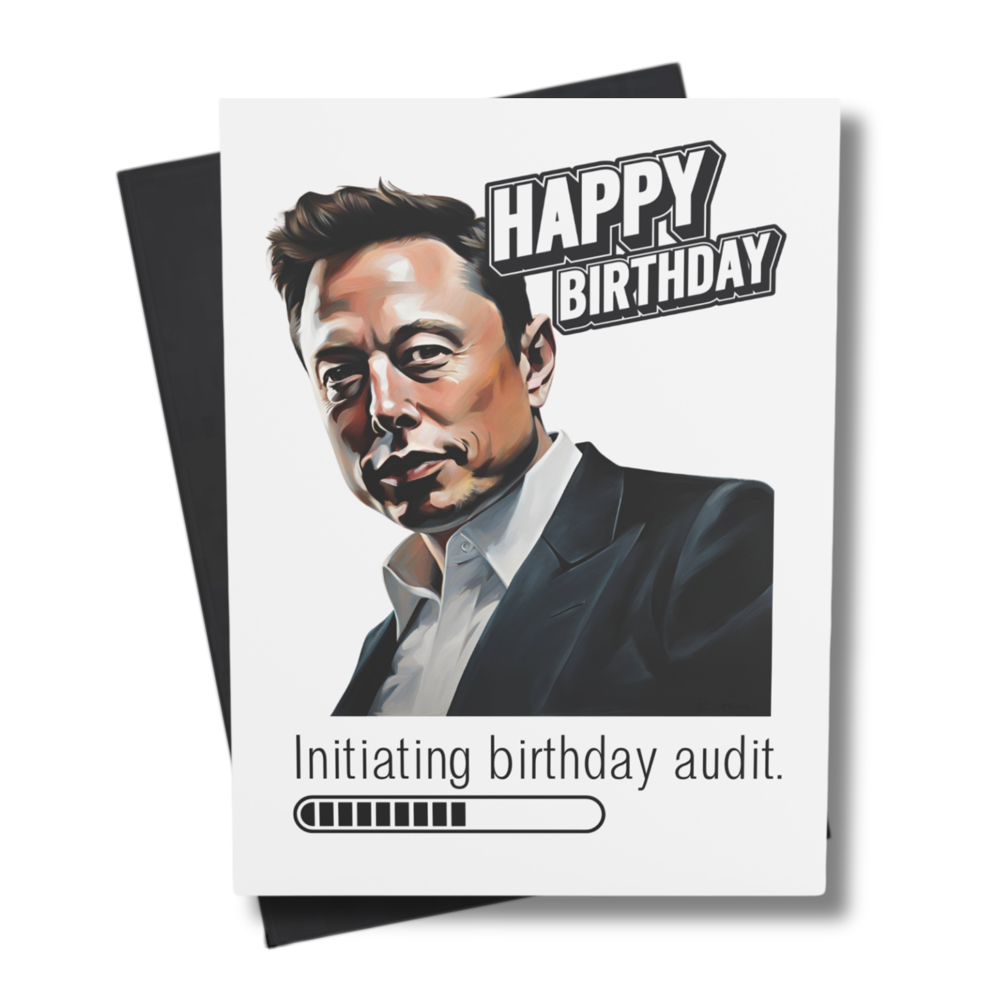 Front cover of Elon DOGE Birthday Card Initiating Audit featuring tech mogul and audit theme