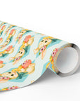 vintage bunny and duckling easter wrapping paper with pastel background