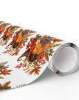 Vintage Cornucopia Thanksgiving Wrapping Paper roll featuring pumpkins, wheat, and roses in warm fall colors
