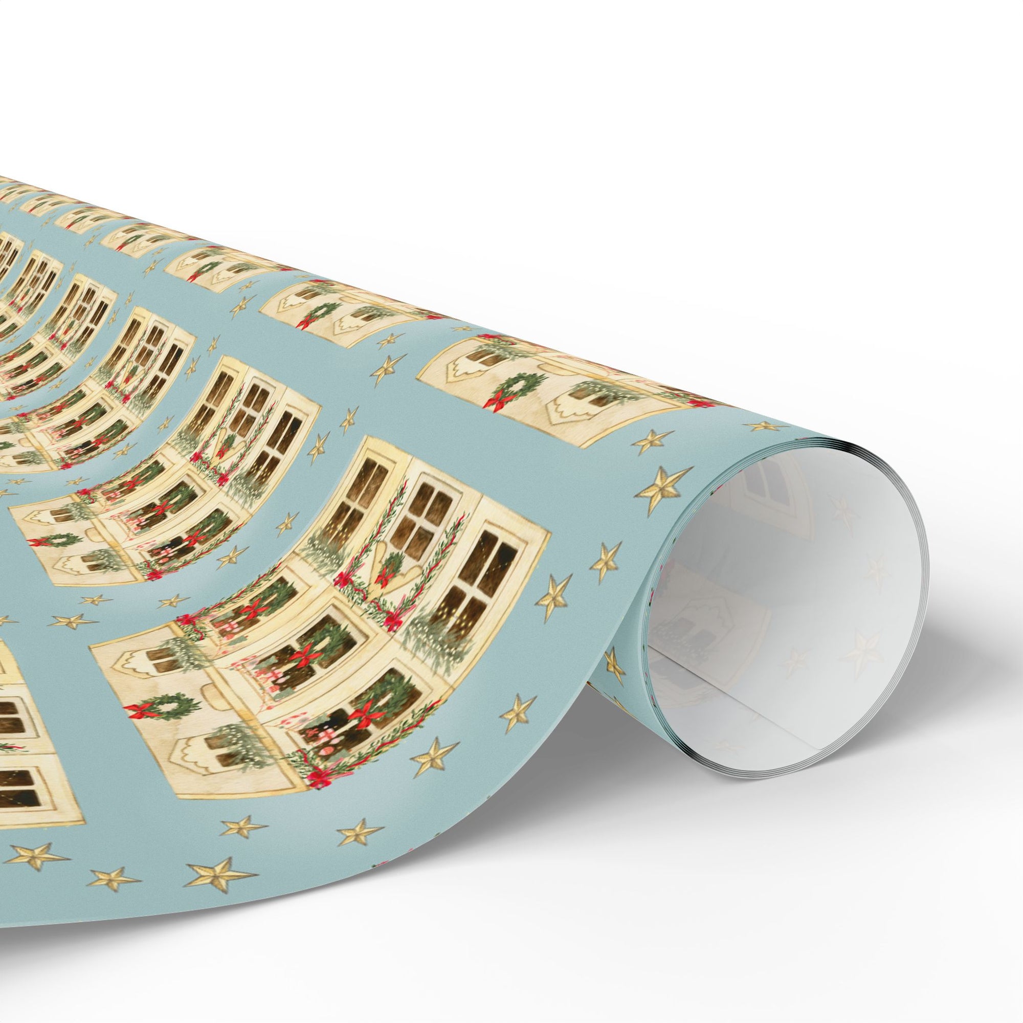 Charming dollhouse-themed Christmas wrapping paper roll