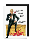 Romantic Trump 0047 parody card where a secret agent gun is shooting out rose petals and flowers for Valentine's Day or an anniversary.