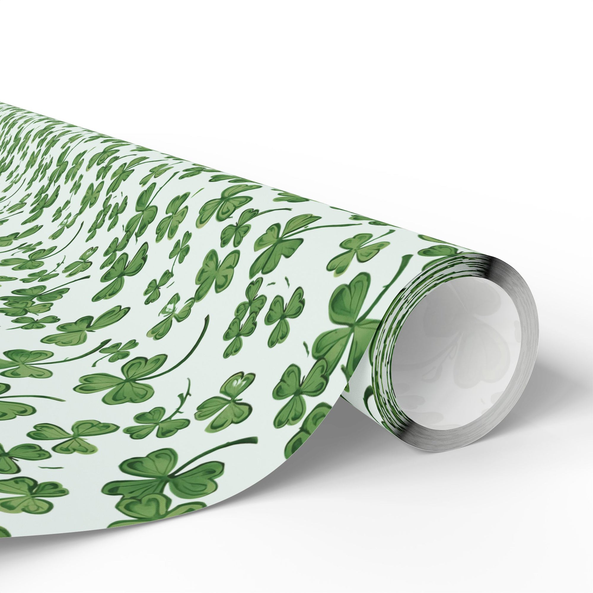 Roll of green shamrock patterned wrapping paper