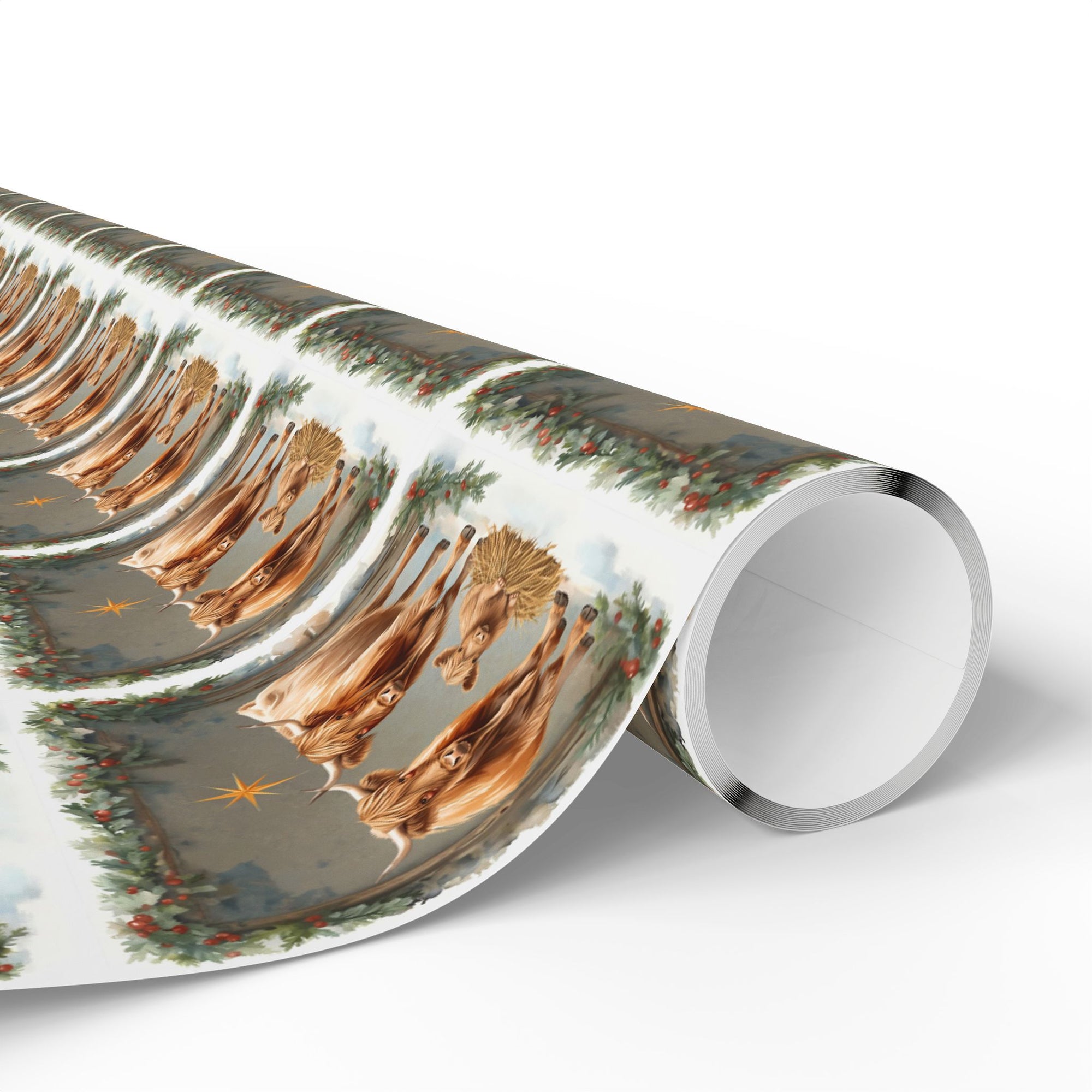 Highland Cow Nativity Scene Wrapping Paper