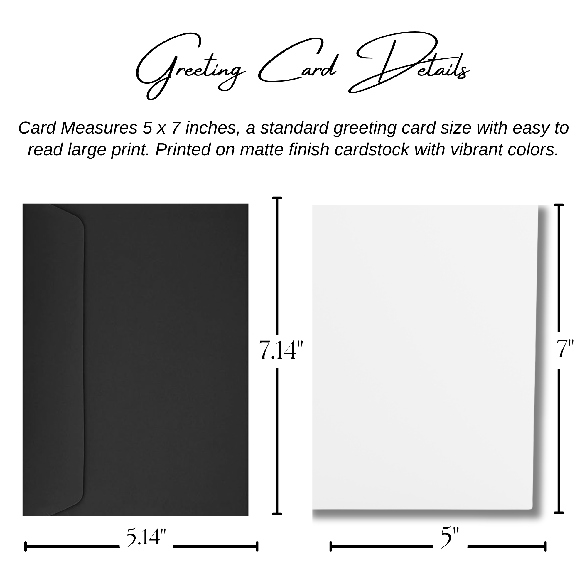 House of 1776 Greeting card size guide 5x7 inches with envelope, matte finish cardstock black envelope