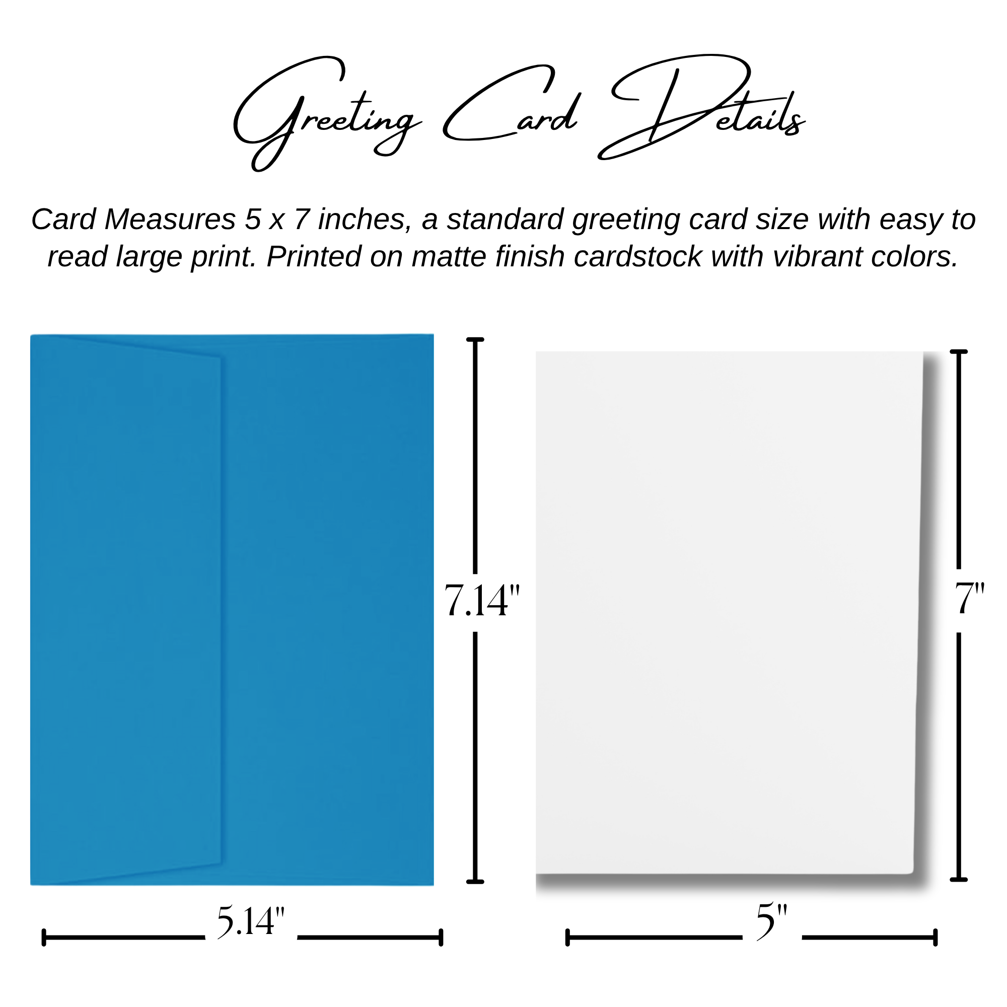 House of 1776 Greeting card size guide 5x7 inches with envelope, matte finish cardstock blue envelope