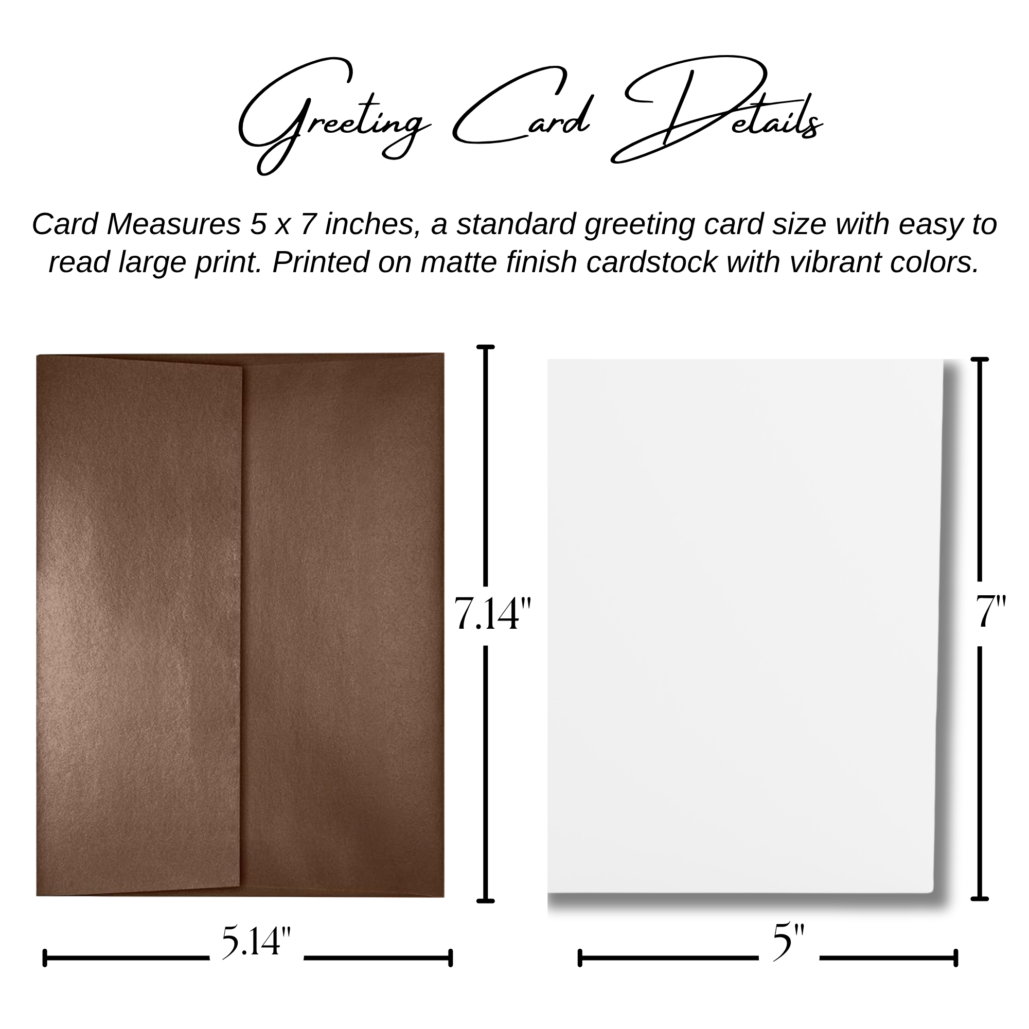 House of 1776 Greeting card size guide 5x7 inches with envelope, matte finish cardstock bronze envelope