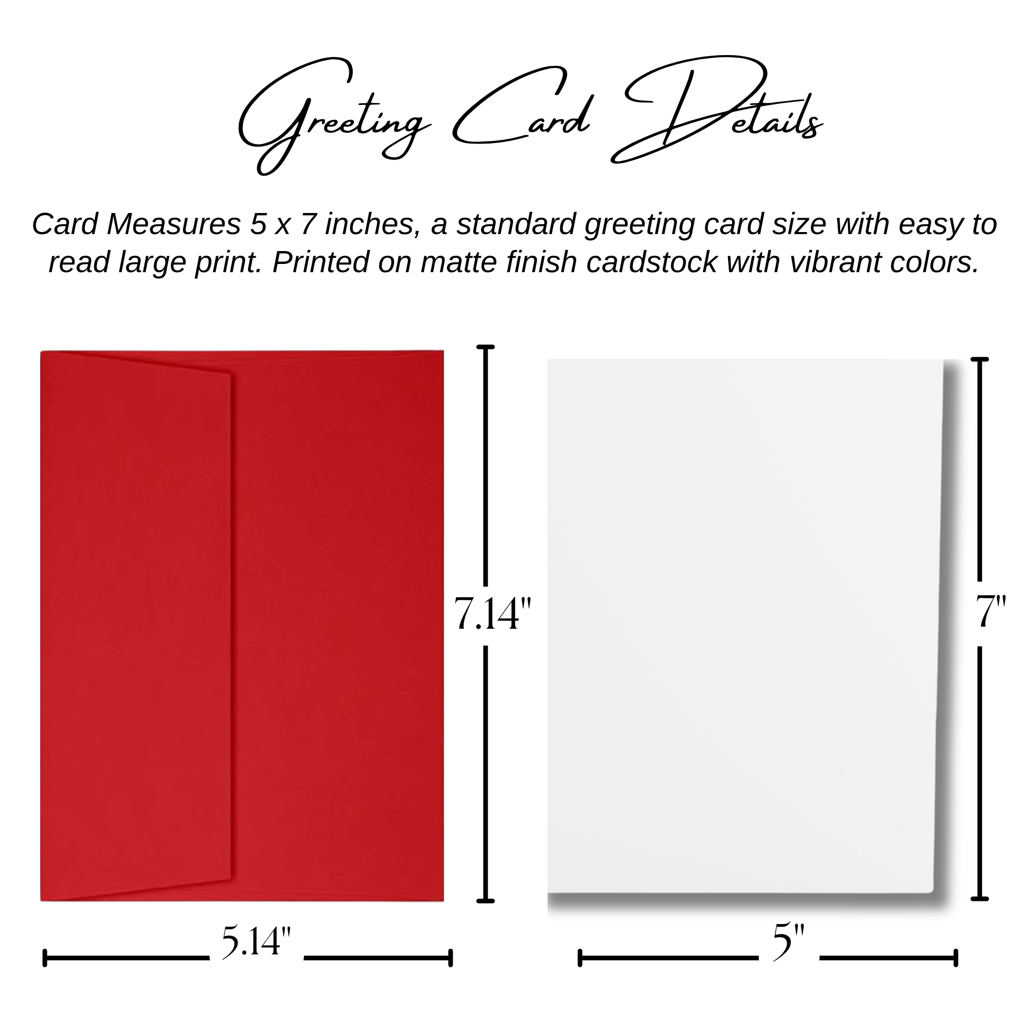 House of 1778 greeting card size guide 5x7 inches with red envelope, matte finish cardstock 