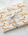 leopard wearing top hat birthday wrapping paper pattern with golden dots