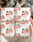 Patriotic Snowman Wrapping Paper – Vintage Christmas Gift Wrap with American Flag