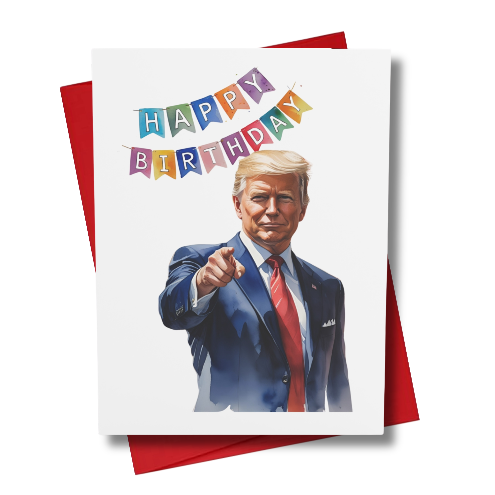 Front cover of Political Birthday Banner Card featuring patriotic banner design