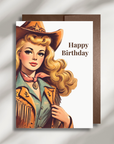 Vintage Cowgirl Birthday Card | 1950s Rodeo Girl