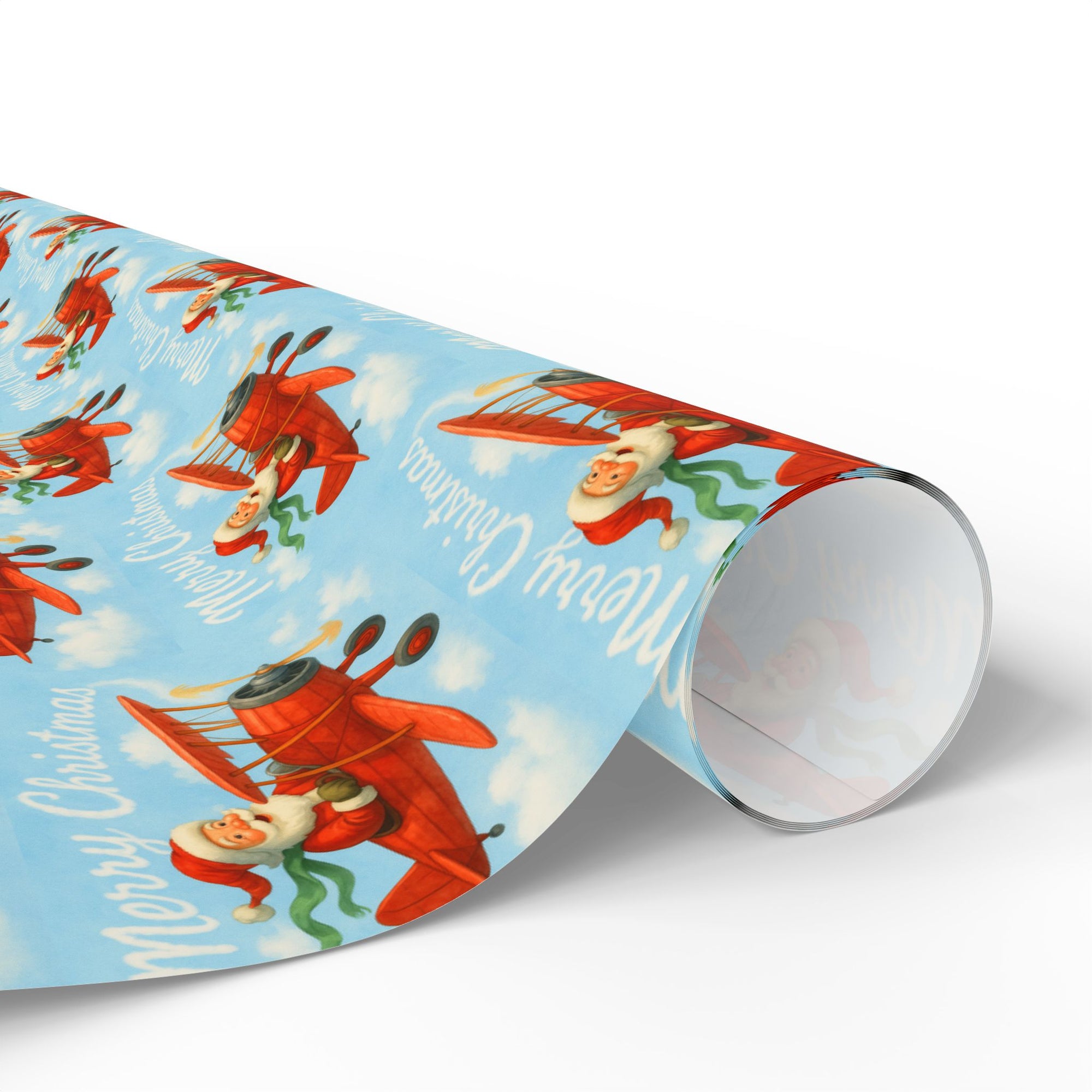 santa sky pilot merry christmas wrapping paper roll