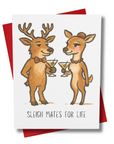 Sleigh Mates for Life Christmas Card – Funny Reindeer Couple Holiday Greeting