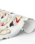 Roll of wrapping paper with a snowman golfing.