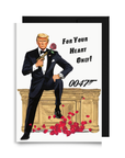 Romantic Trump 0047 parody card where a secret agent gun is shooting out rose petals and flowers for Valentine's Day or an anniversary.