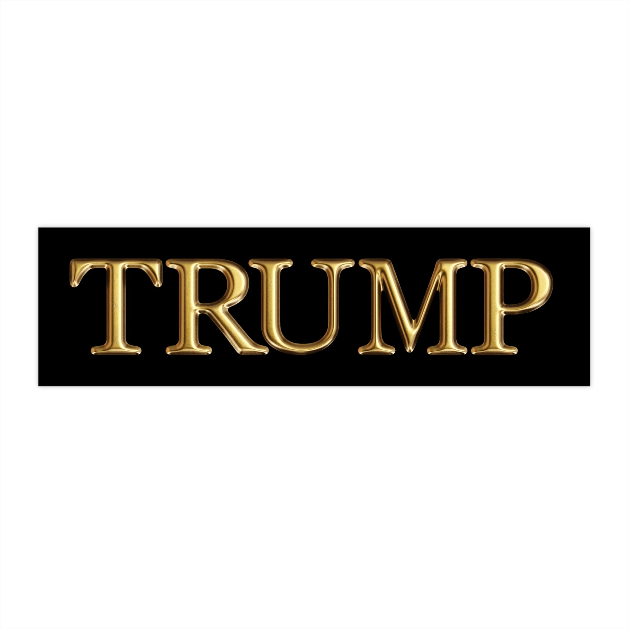 Gold 'TRUMP' text on a black background