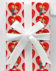Retro valentine's day wrapping paper with retro girl and boy kissing.