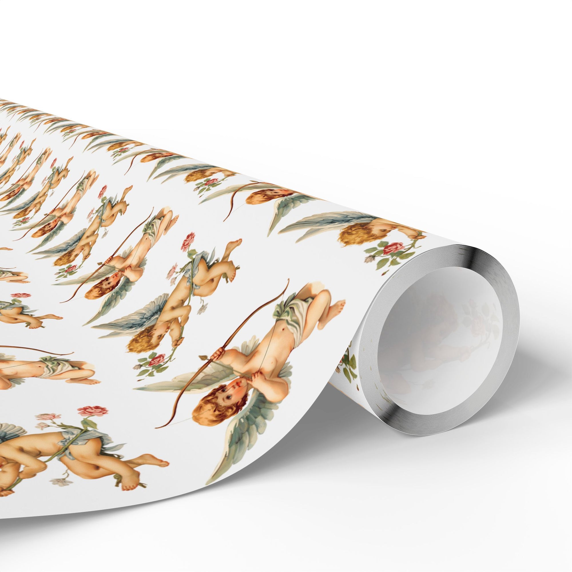 vintage cherub cupid wrapping paper with bows arrows and roses romantic gift wrap roll