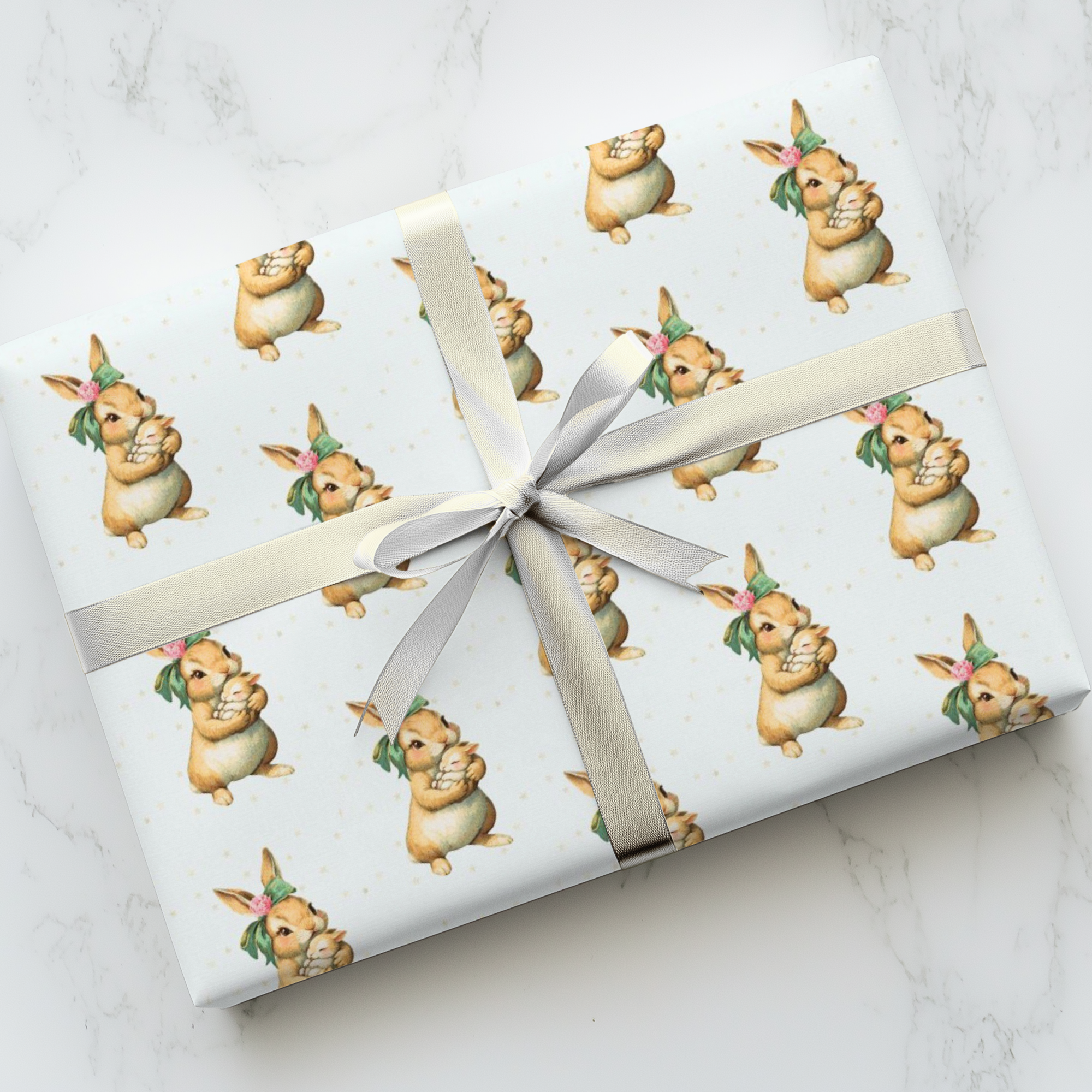 woodland bunny baby wrapping paper for newborn gift wrap neutral baby gift.