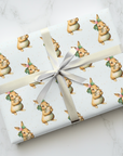 woodland bunny baby wrapping paper for newborn gift wrap neutral baby gift.
